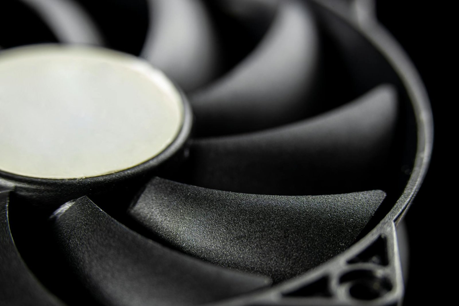 macro photography of a computer fan